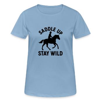 En selle Pour les cavaliers - T-shirt respirant Femme - bleu ciel - Devant - AI Model Female 172 light (172cm)