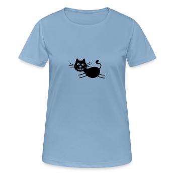 Schwarze Katze rennend - Frauen T-Shirt atmungsaktiv - Himmelblau - Vorne - AI Model Female 172 light (172cm)