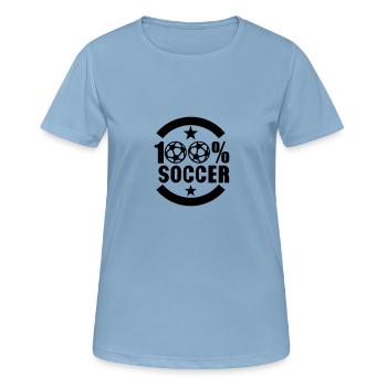 100 soccer foot ballon - T-shirt respirant Femme - bleu ciel - Devant - AI Model Female 172 light (172cm)