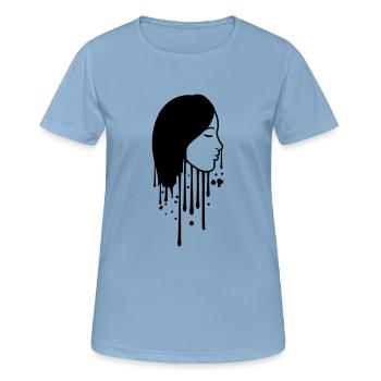 tropfen graffiti spray farbe stempel gesicht kopf - Frauen T-Shirt atmungsaktiv - Himmelblau - Vorne - AI Model Female 172 light (172cm)