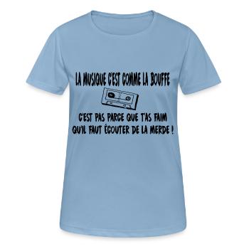 La musique c'est comme la bouffe - T-shirt respirant Femme - bleu ciel - Devant - AI Model Female 172 light (172cm)