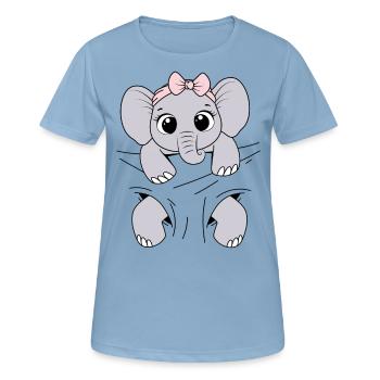 Bébé Éléphant Porter Animal Drôle Bébé Éléphant - T-shirt respirant Femme - bleu ciel - Devant - AI Model Female 172 light (172cm)