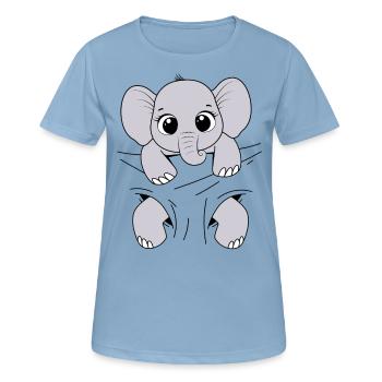 Bébé Éléphant Animal Drôle Porter Bébé Éléphant - T-shirt respirant Femme - bleu ciel - Devant - AI Model Female 172 light (172cm)