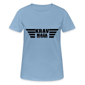 Krav Maga self defense - T-shirt respirant Femme - bleu ciel - Devant - AI Model Female 172 light (172cm)