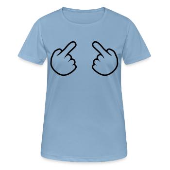 2 haende kontur ich hand comic cartoon zeigen zeig - Frauen T-Shirt atmungsaktiv - Himmelblau - Vorne - AI Model Female 172 light (172cm)