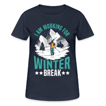 Hiver froid Je travaille pour les vacances d’hiver - T-shirt respirant Femme - bleu marine foncé - Devant - AI Model Female 172 light (172cm)
