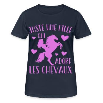 Juste Une Fille Qui Adore Les Chevaux Cadeau - T-shirt respirant Femme - bleu marine foncé - Devant - AI Model Female 172 light (172cm)