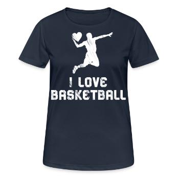 J’aime le basket-ball – Cœur pour le terrain - T-shirt respirant Femme - bleu marine foncé - Devant - AI Model Female 172 light (172cm)