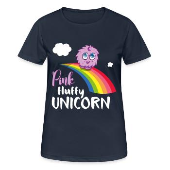 Pink fluffy Unicorn - Women's Breathable T-Shirt - dark navy - Front - AI Model Female 172 light (172cm)