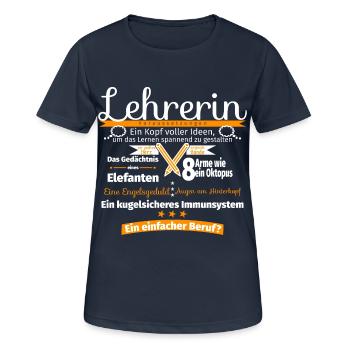 Lehrerin-Voraussetzung - Frauen T-Shirt atmungsaktiv - Dunkelnavy - Vorne - AI Model Female 172 light (172cm)