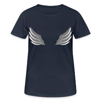 fluegel fliegen design logo federn cool engel deko - Frauen T-Shirt atmungsaktiv - Dunkelnavy - Vorne - AI Model Female 172 light (172cm)