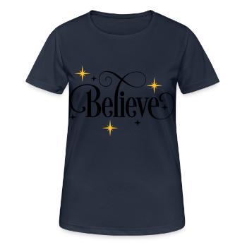 Croire - T-shirt respirant Femme - bleu marine foncé - Devant - AI Model Female 172 light (172cm)