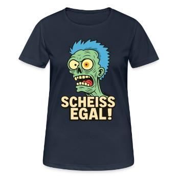 Grüner Zombie dem Alles egal ist - Frauen T-Shirt atmungsaktiv - Dunkelnavy - Vorne - AI Model Female 172 light (172cm)