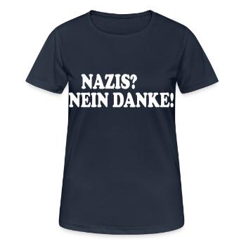 Nazis nein danke - Frauen T-Shirt atmungsaktiv - Dunkelnavy - Vorne - AI Model Female 172 light (172cm)