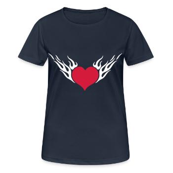 Fire Heart 2c - Women's Breathable T-Shirt - dark navy - Front - AI Model Female 172 light (172cm)