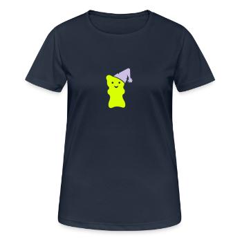 Schlafmützen-Gummibär / night cap gummi bear (2c) - Frauen T-Shirt atmungsaktiv - Dunkelnavy - Vorne - AI Model Female 172 light (172cm)