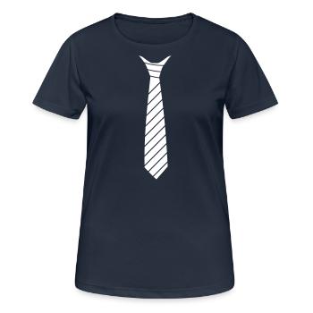 Krawatten Illusion - Frauen T-Shirt atmungsaktiv - Dunkelnavy - Vorne - AI Model Female 172 light (172cm)