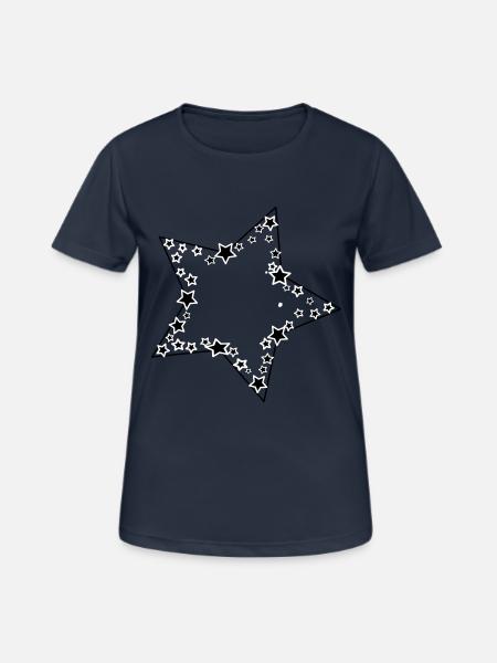 Sterne im Stern - Frauen T-Shirt atmungsaktiv - Dunkelnavy
