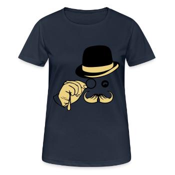 smiley chapeau monocle moustache melon - T-shirt respirant Femme - bleu marine foncé - Devant - AI Model Female 172 light (172cm)