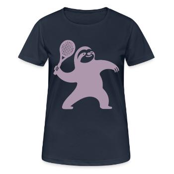 Sloth Silhouette Tennis Serve Minimaliste - T-shirt respirant Femme - bleu marine foncé - Devant - AI Model Female 172 light (172cm)