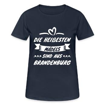 Brandenburg - Frauen T-Shirt atmungsaktiv - Dunkelnavy - Vorne - AI Model Female 172 light (172cm)