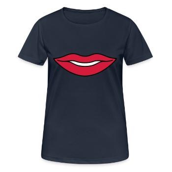 roter Mund - Frauen T-Shirt atmungsaktiv - Dunkelnavy - Vorne - AI Model Female 172 light (172cm)