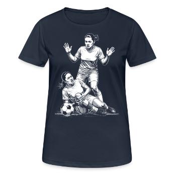 Foul beim Frauenfußball! Shirt mit starker Haltung - Frauen T-Shirt atmungsaktiv - Dunkelnavy - Vorne - AI Model Female 172 light (172cm)