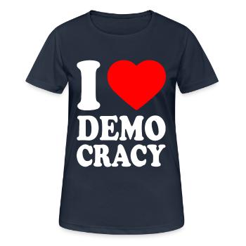 I love democracy - Women's Breathable T-Shirt - dark navy - Front - AI Model Female 172 light (172cm)