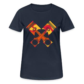 PISTON / FORCER / MOTEUR / MOTEUR CAMO / CAMOUFLAGE - T-shirt respirant Femme - bleu marine foncé - Devant - AI Model Female 172 light (172cm)