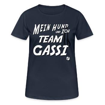 Mein Hund und Ich TEAM GASSI - Frauen T-Shirt atmungsaktiv - Dunkelnavy - Vorne - AI Model Female 172 light (172cm)