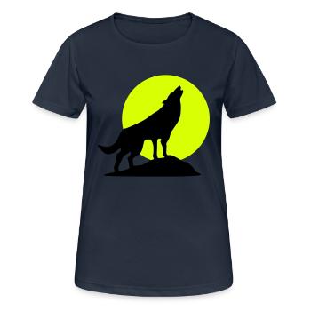 Wolf und Vollmond - Frauen T-Shirt atmungsaktiv - Dunkelnavy - Vorne - AI Model Female 172 light (172cm)