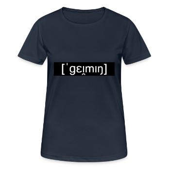 GAMING MAGAZINE SON / écriture phonétique - SIMPLE - T-shirt respirant Femme - bleu marine foncé - Devant - AI Model Female 172 light (172cm)