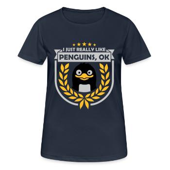 I just like penguins - Frauen T-Shirt atmungsaktiv - Dunkelnavy - Vorne - AI Model Female 172 light (172cm)