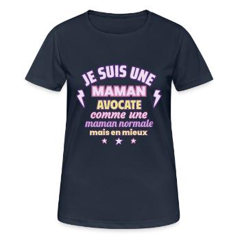 Maman avocate, cadeau fête des mères,Noël - T-shirt respirant Femme - bleu marine foncé - Devant - AI Model Female 172 light (172cm)