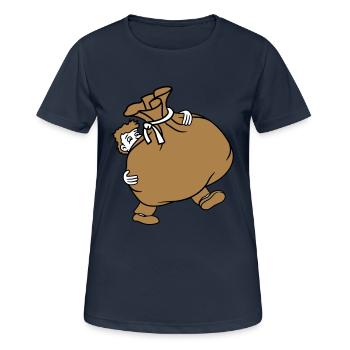 muell umzug transportieren schwer tragengeldsack b - Frauen T-Shirt atmungsaktiv - Dunkelnavy - Vorne - AI Model Female 172 light (172cm)