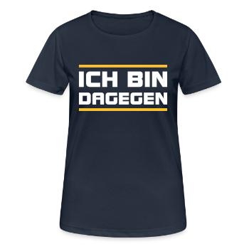 Ich bin dagegen -V2 - Frauen T-Shirt atmungsaktiv - Dunkelnavy - Vorne - AI Model Female 172 light (172cm)