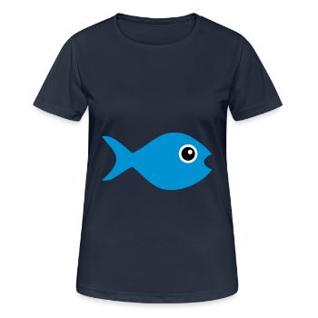 ★ Couleurs de conception modifiables ★ Poisson aux yeux écarquillés - T-shirt respirant Femme - bleu marine foncé - Devant - AI Model Female 172 light (172cm)