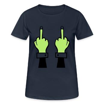 zombie hand mittelfinger 2 - Frauen T-Shirt atmungsaktiv - Dunkelnavy - Vorne - AI Model Female 172 light (172cm)