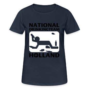 NATIONAL DRINKING TEAM HOLLAND - Frauen T-Shirt atmungsaktiv - Dunkelnavy - Vorne - AI Model Female 172 light (172cm)