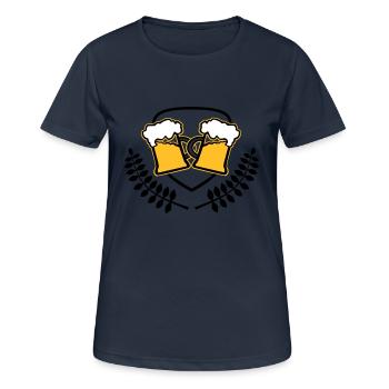 Bier Wappen Sauftour Saufen Bierkrug Symbol Logo - Frauen T-Shirt atmungsaktiv - Dunkelnavy - Vorne - AI Model Female 172 light (172cm)