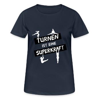 Turnen ist eine Superkraft, Turnerin - Frauen T-Shirt atmungsaktiv - Dunkelnavy - Vorne - AI Model Female 172 light (172cm)