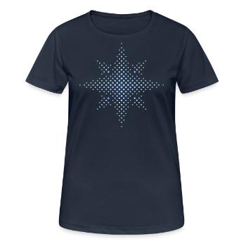 Étoile de l’Avent / Poinsettia (Points d’étoile / Bleu) - T-shirt respirant Femme - bleu marine foncé - Devant - AI Model Female 172 light (172cm)