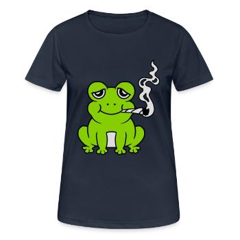 Grenouille à joint de mauvaise herbe lapidée - T-shirt respirant Femme - bleu marine foncé - Devant - AI Model Female 172 light (172cm)