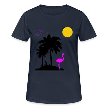 Palmen Paradise - Frauen T-Shirt atmungsaktiv - Dunkelnavy - Vorne - AI Model Female 172 light (172cm)