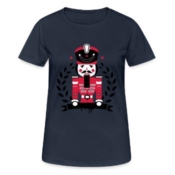 Casse-Noisette Hussard la bouche ouverte - T-shirt respirant Femme - bleu marine foncé - Devant - AI Model Female 172 light (172cm)