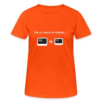 histoire nerd - T-shirt respirant Femme - orange néon - Devant - AI Model Female 172 dark (172cm)