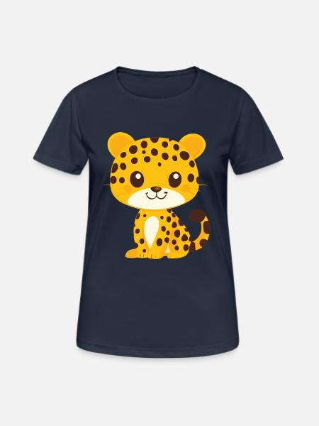 kleiner Leopard - Frauen T-Shirt atmungsaktiv - Dunkelnavy
