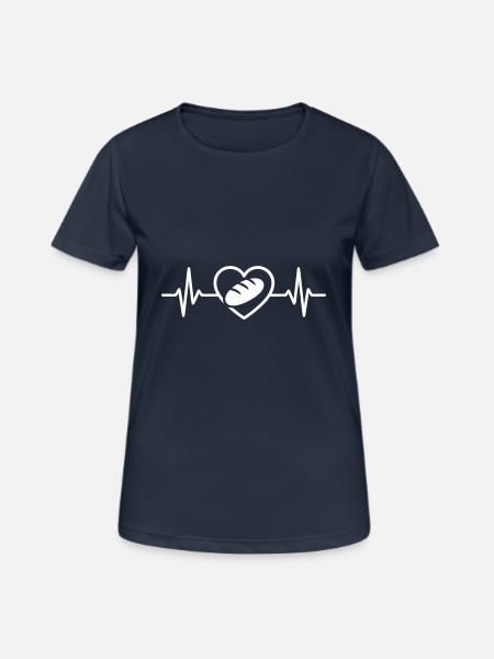 Bäcker Brot Herz Beruf Leidenschaft - Frauen T-Shirt atmungsaktiv - Dunkelnavy