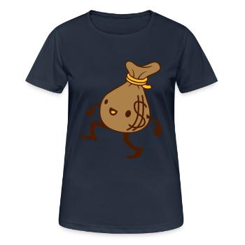 Comic lebendiger Geld Sack - Frauen T-Shirt atmungsaktiv - Dunkelnavy - Vorne - AI Model Female 172 light (172cm)