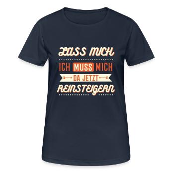 Lass mich - Frauen T-Shirt atmungsaktiv - Dunkelnavy - Vorne - AI Model Female 172 light (172cm)